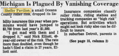 Shelby Pavilion - Article On Dropping Insurance 1985 (newer photo)